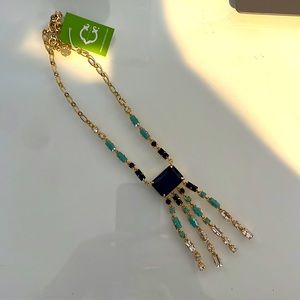 CWonder gemstone and gold linked necklace